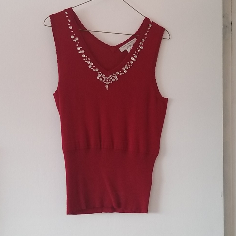 Rhinestoned short sleeve blouse